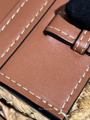 Loewe Tan Neutral Calfskin Leather Raffia Gate Bag