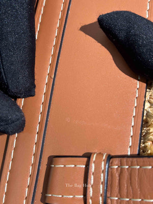 Loewe Tan Neutral Calfskin Leather Raffia Gate Bag