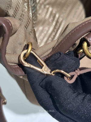 Prada Beige/Brown Canvas and Leather Canapa Tote Bag
