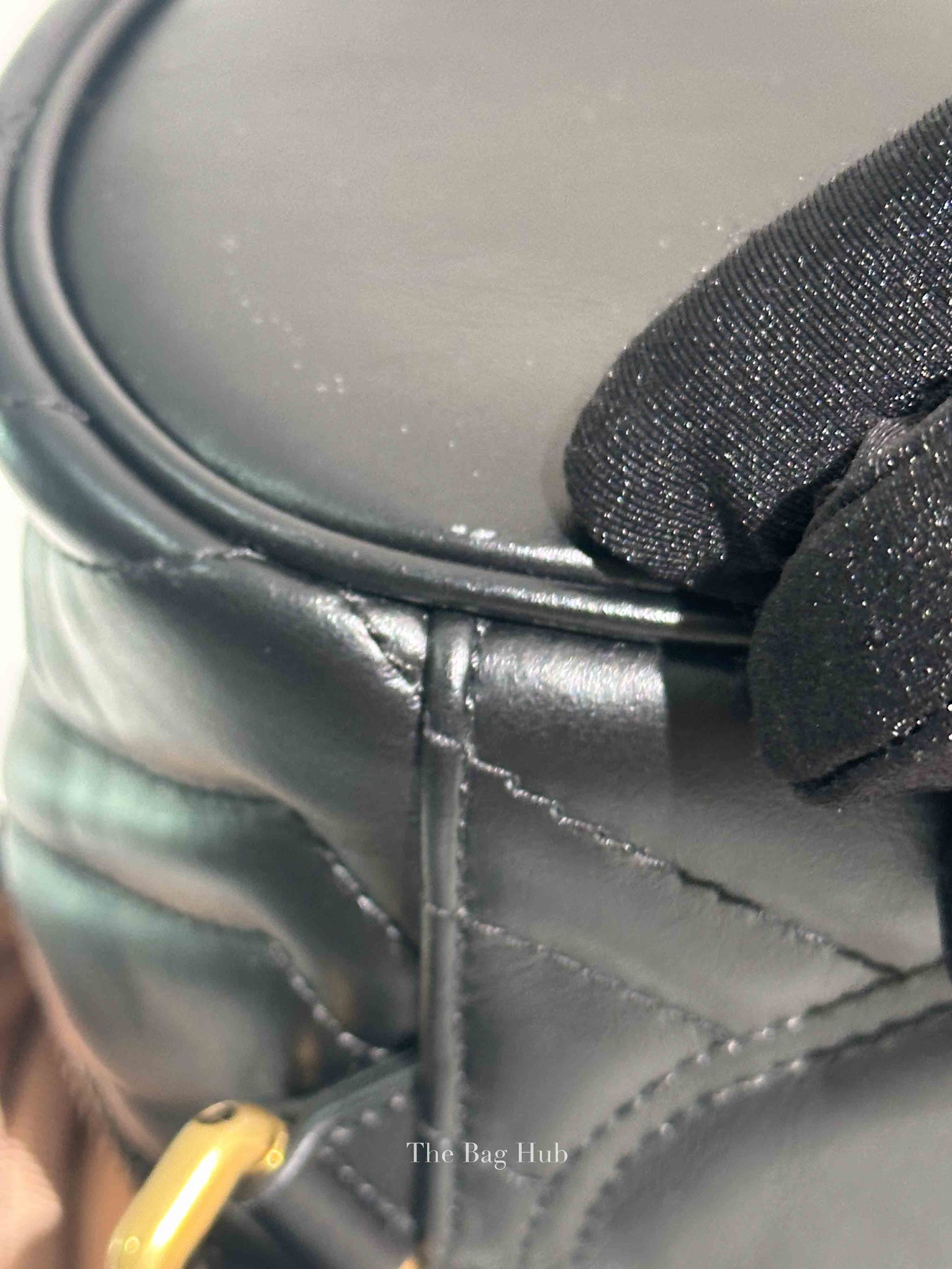 Gucci Black Calfskin Matelasse GG Marmont Round Mini Backpack