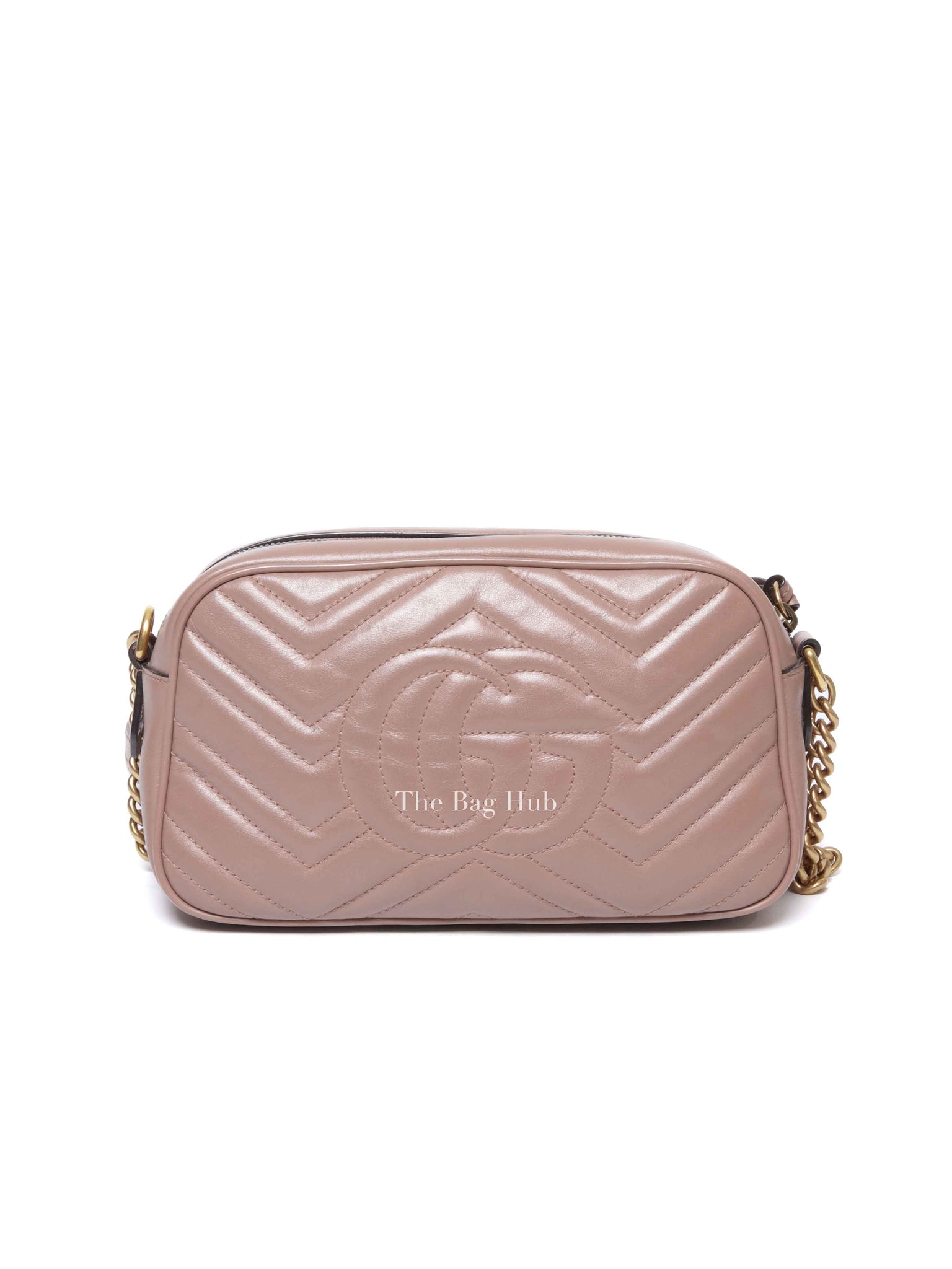 Gucci Dusty Pink Leather Matelasse GG Marmont Chain Small Shoulder Bag