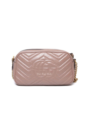 Gucci Dusty Pink Leather Matelasse GG Marmont Chain Small Shoulder Bag