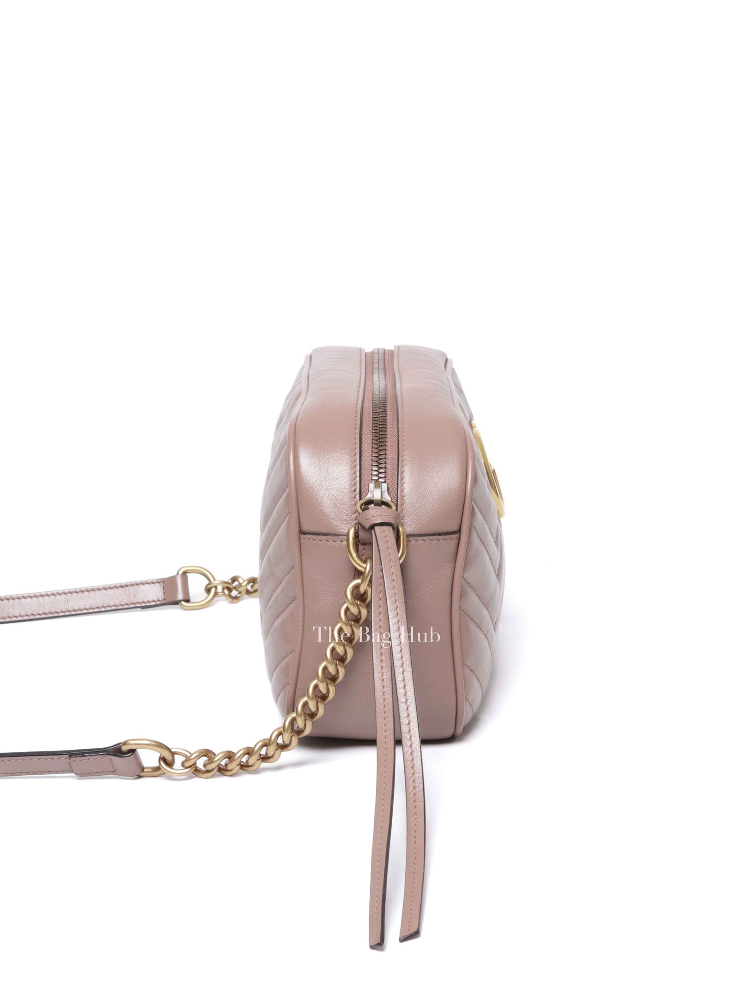 Gucci Dusty Pink Leather Matelasse GG Marmont Chain Small Shoulder Bag