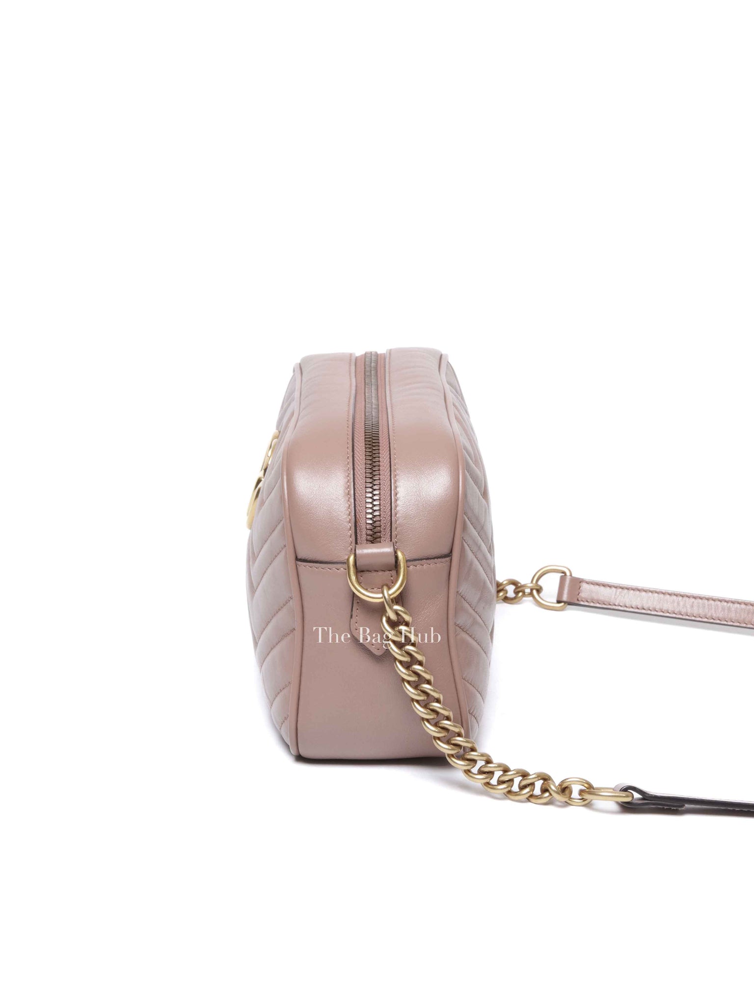 Gucci Dusty Pink Leather Matelasse GG Marmont Chain Small Shoulder Bag