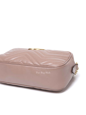 Gucci Dusty Pink Leather Matelasse GG Marmont Chain Small Shoulder Bag