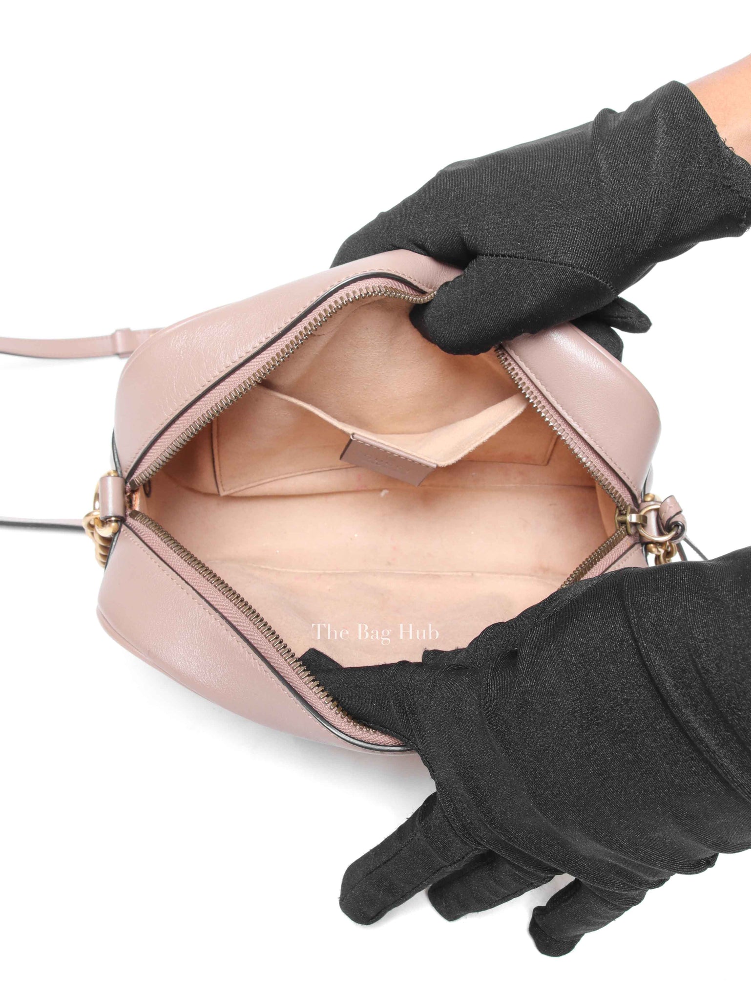 Gucci Dusty Pink Leather Matelasse GG Marmont Chain Small Shoulder Bag