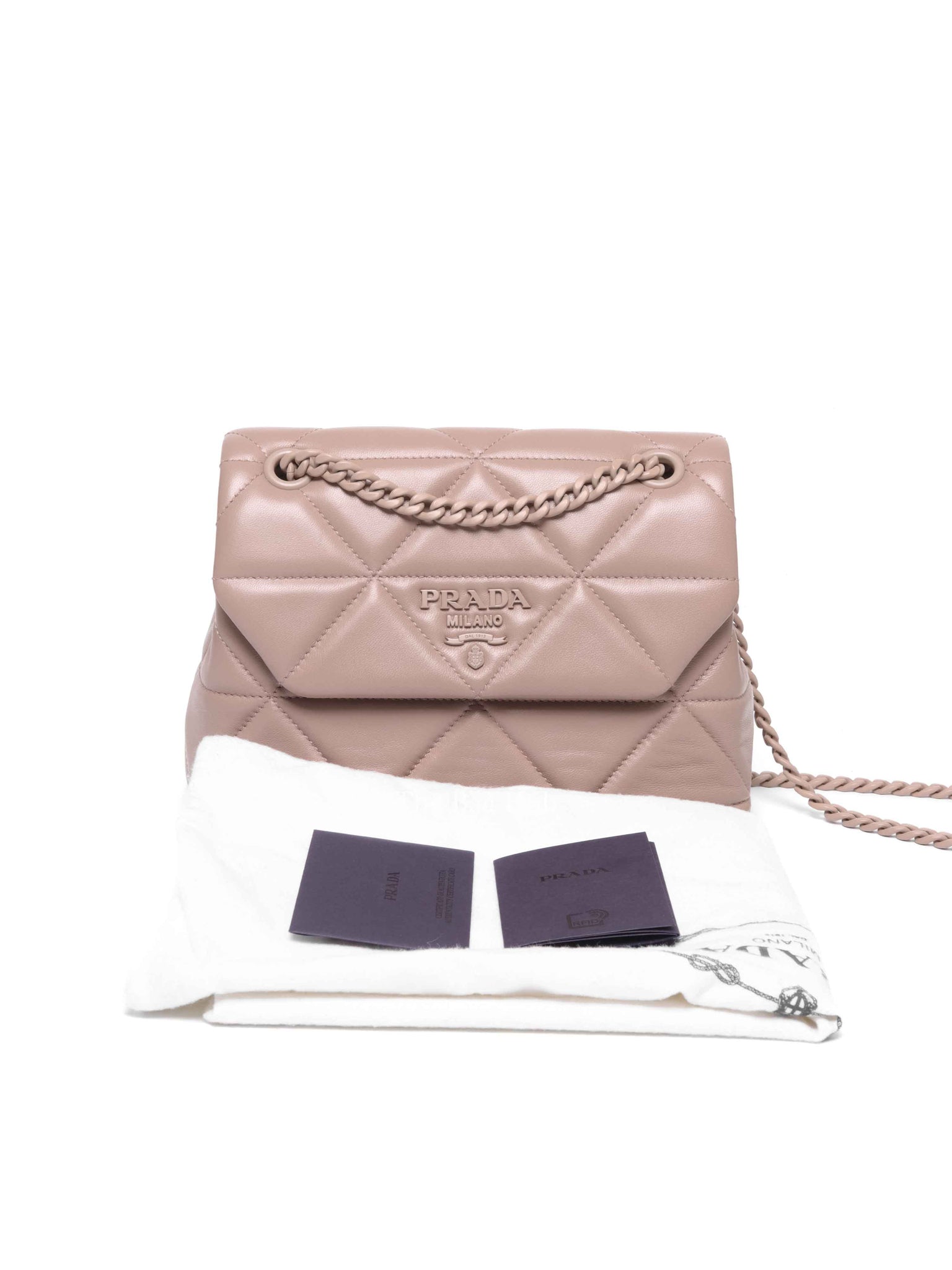 Prada Cipria Nappa Triangle Stitched Small Spectrum Flap Bag