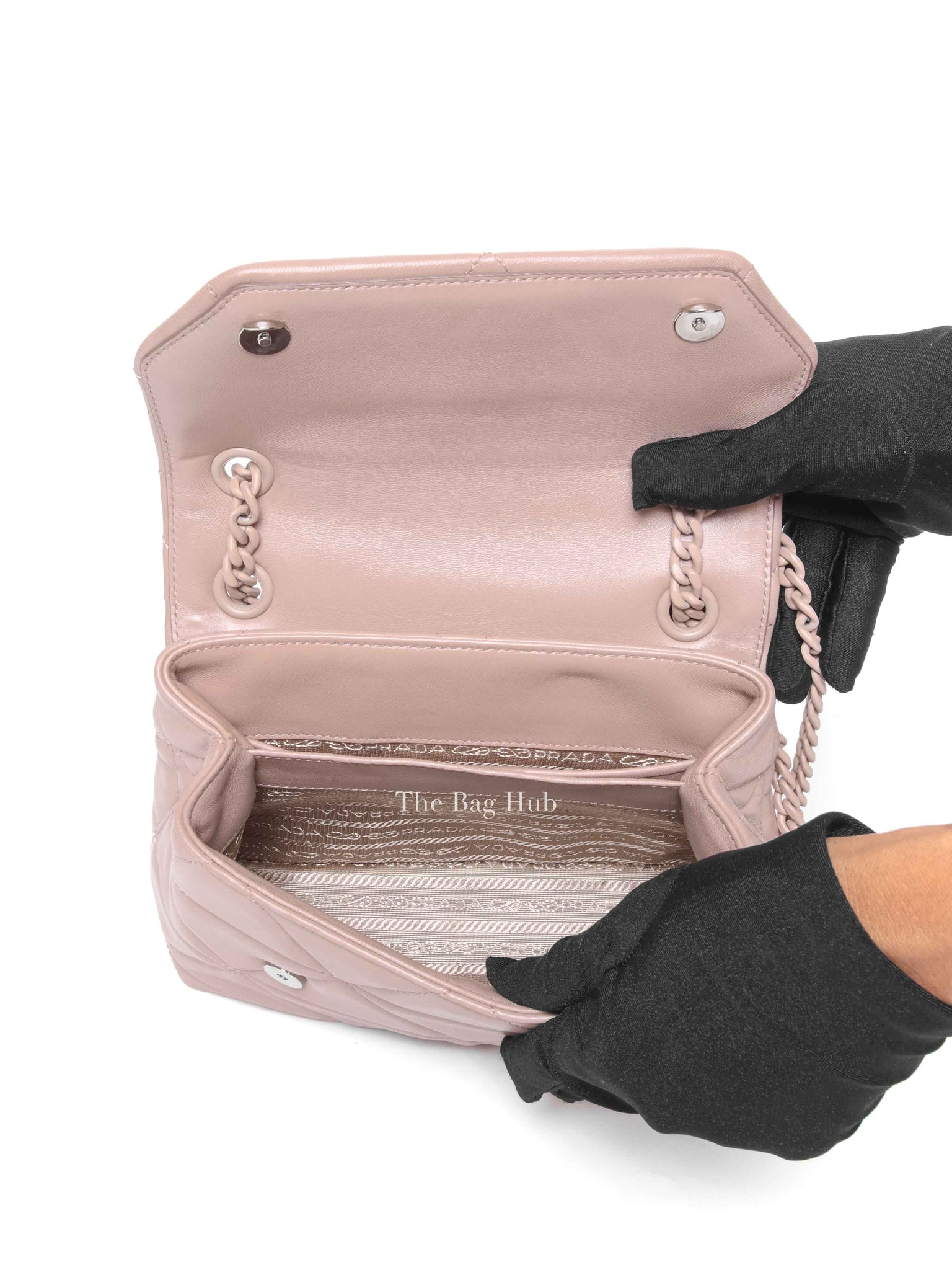 Prada Cipria Nappa Triangle Stitched Small Spectrum Flap Bag