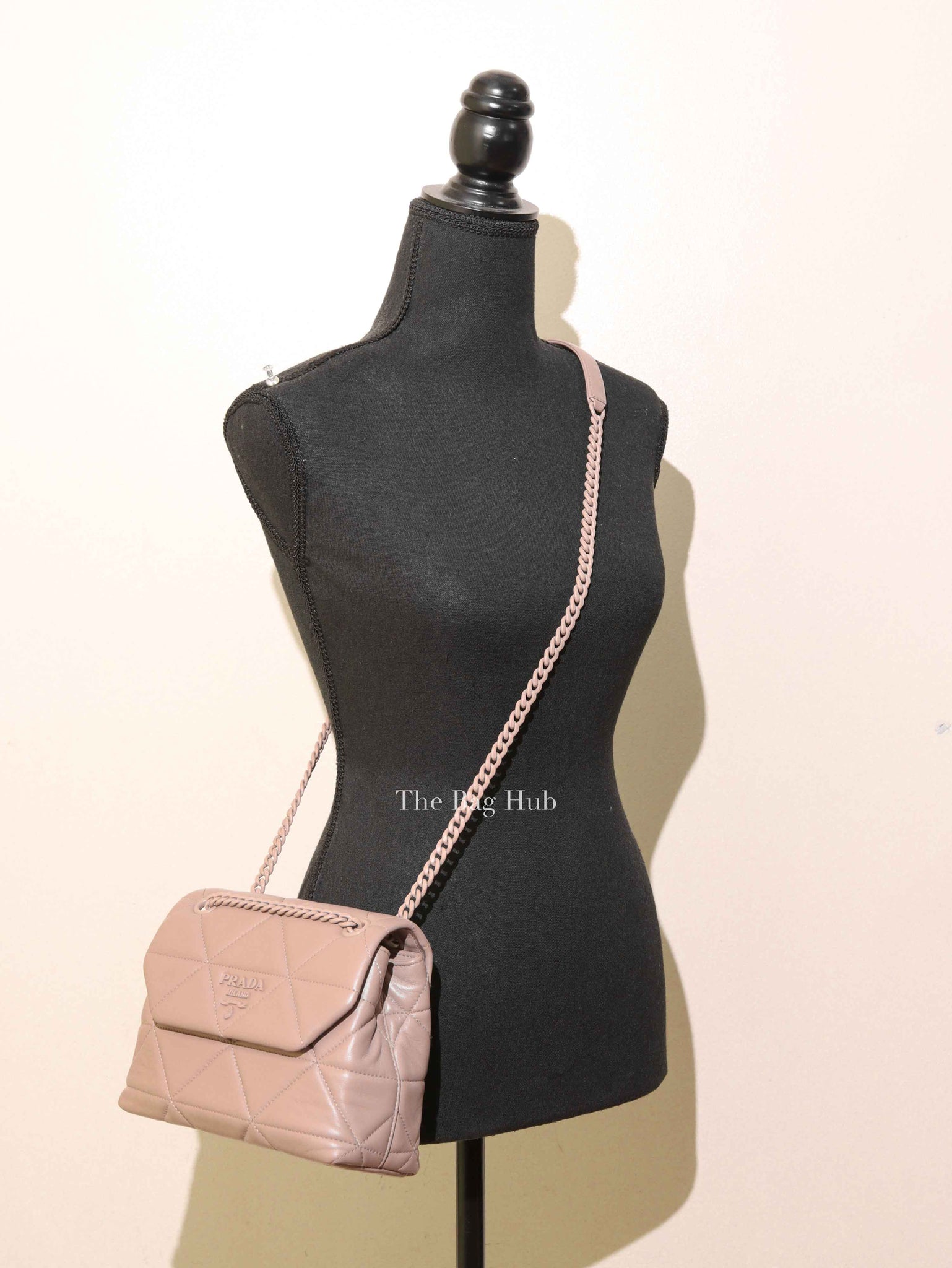 Prada Cipria Nappa Triangle Stitched Small Spectrum Flap Bag