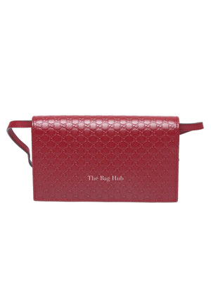 Gucci Red Leather Microguccissima Wallet on Strap