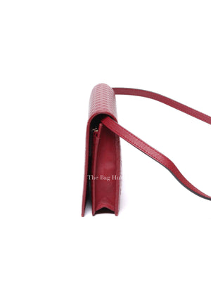 Gucci Red Leather Microguccissima Wallet on Strap