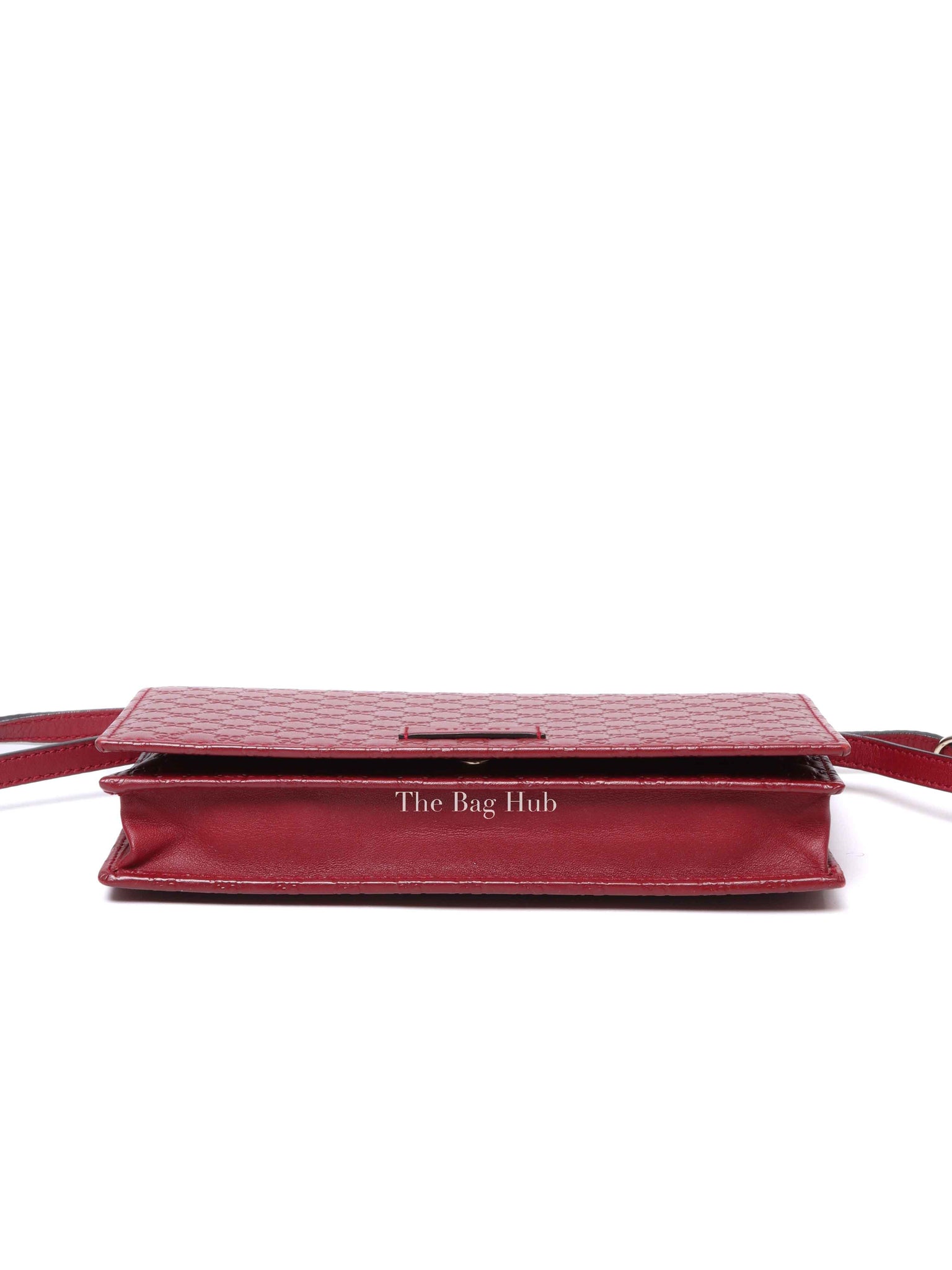 Gucci Red Leather Microguccissima Wallet on Strap