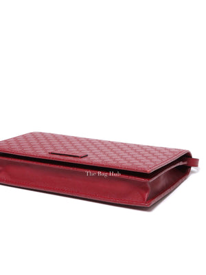 Gucci Red Leather Microguccissima Wallet on Strap