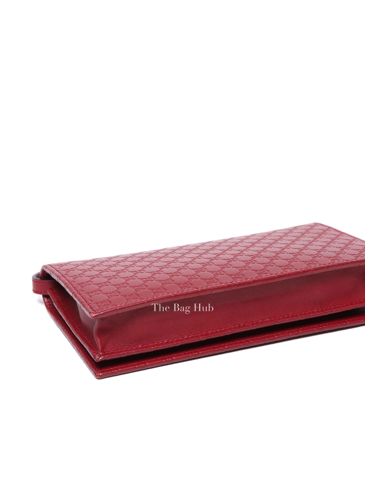 Gucci Red Leather Microguccissima Wallet on Strap