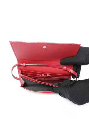Gucci Red Leather Microguccissima Wallet on Strap