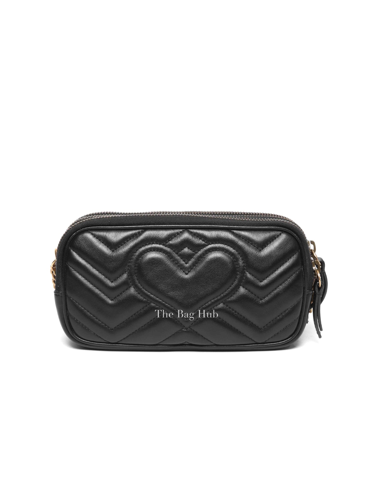Gucci Black Leather Matelasse GG Marmont Chain Mini Crossbody Bag