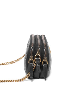 Gucci Black Leather Matelasse GG Marmont Chain Mini Crossbody Bag