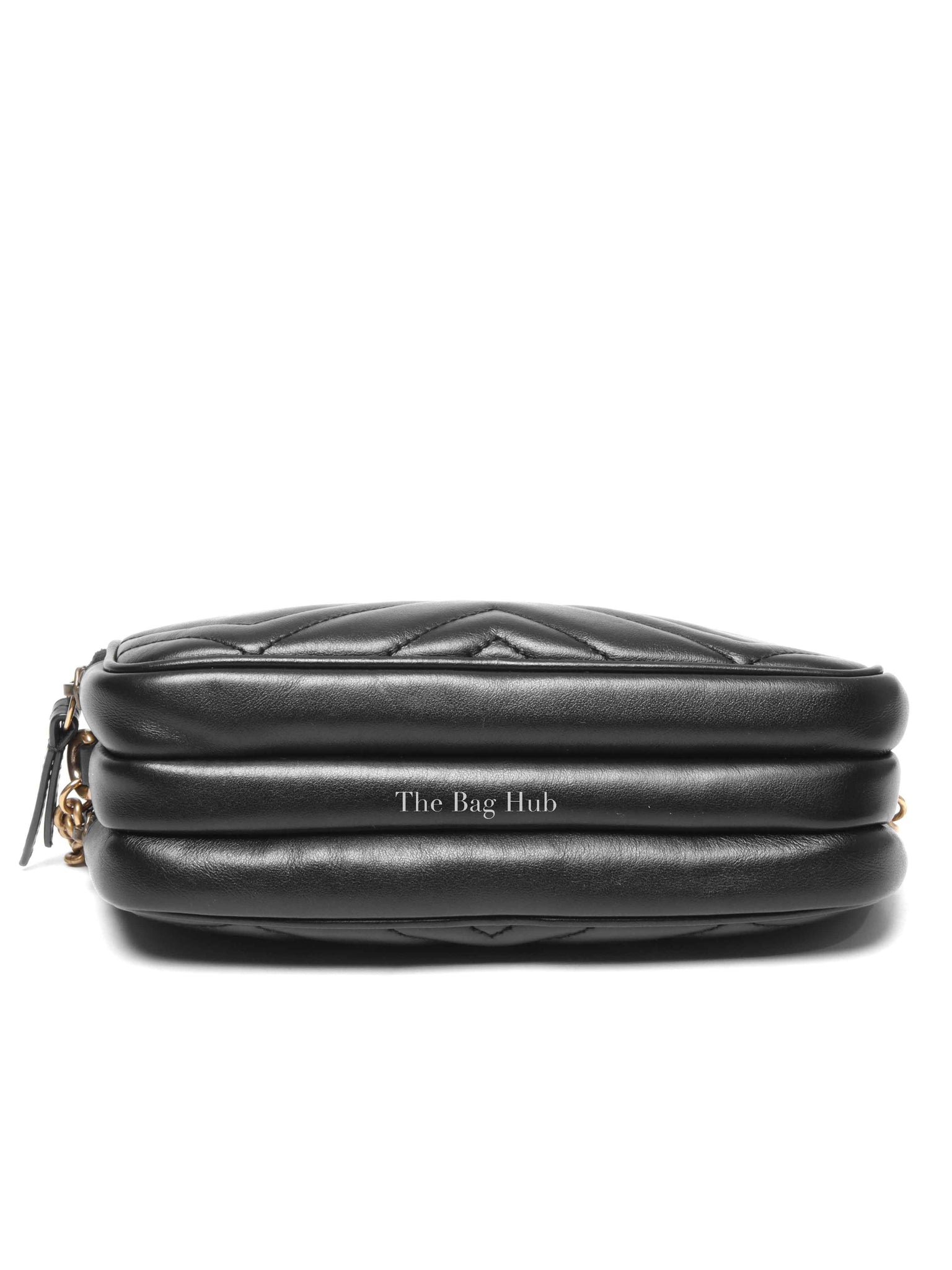 Gucci Black Leather Matelasse GG Marmont Chain Mini Crossbody Bag