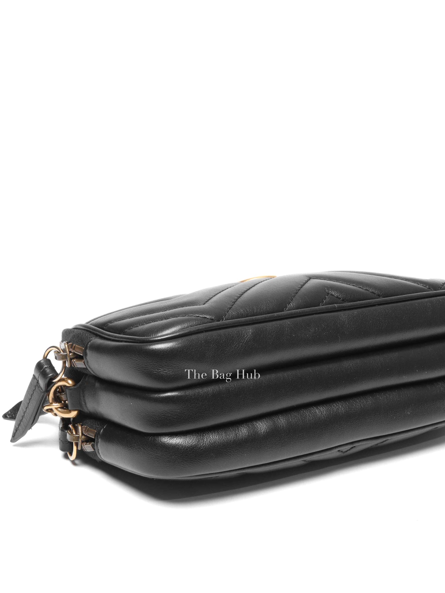 Gucci Black Leather Matelasse GG Marmont Chain Mini Crossbody Bag