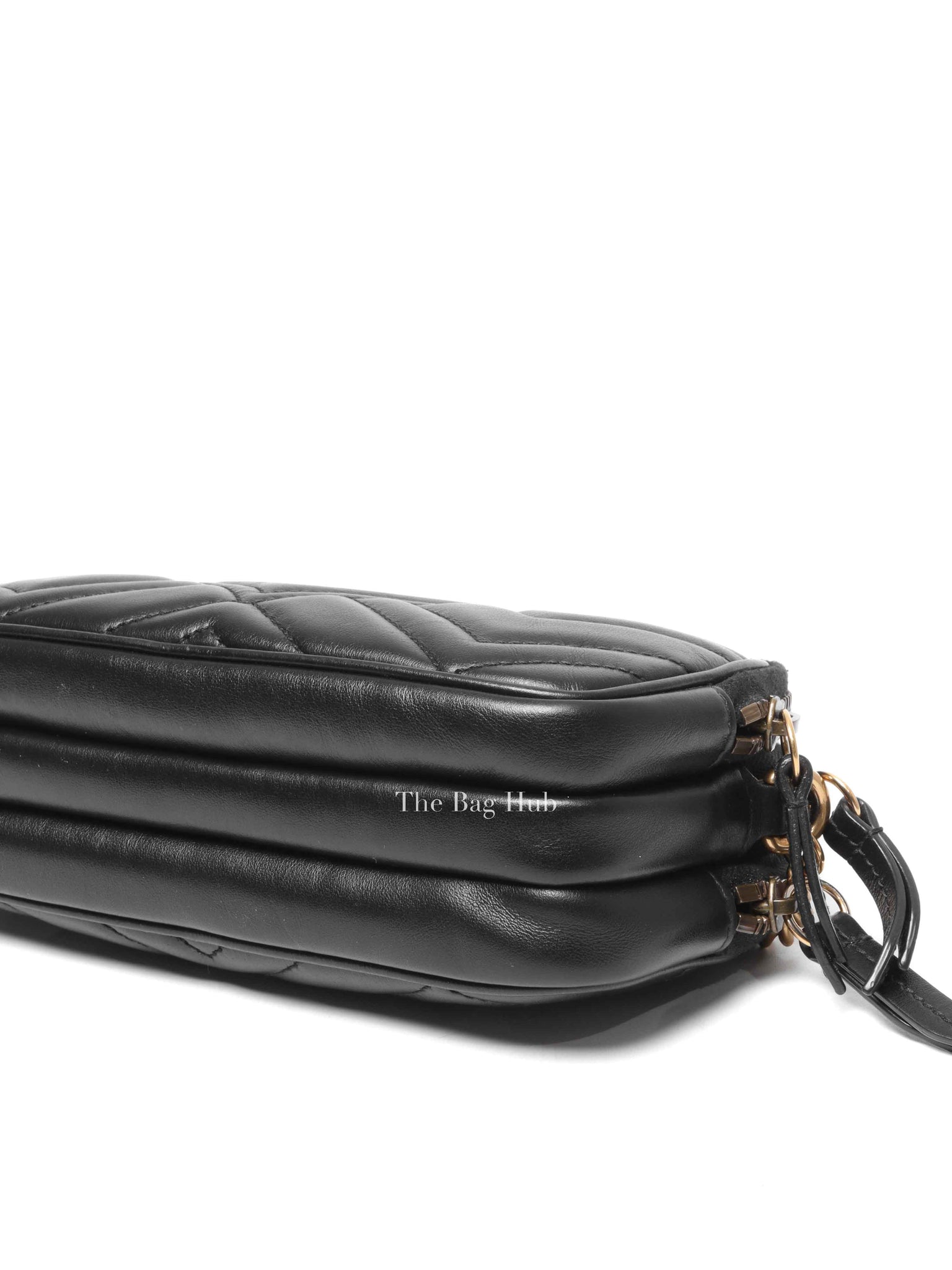 Gucci Black Leather Matelasse GG Marmont Chain Mini Crossbody Bag