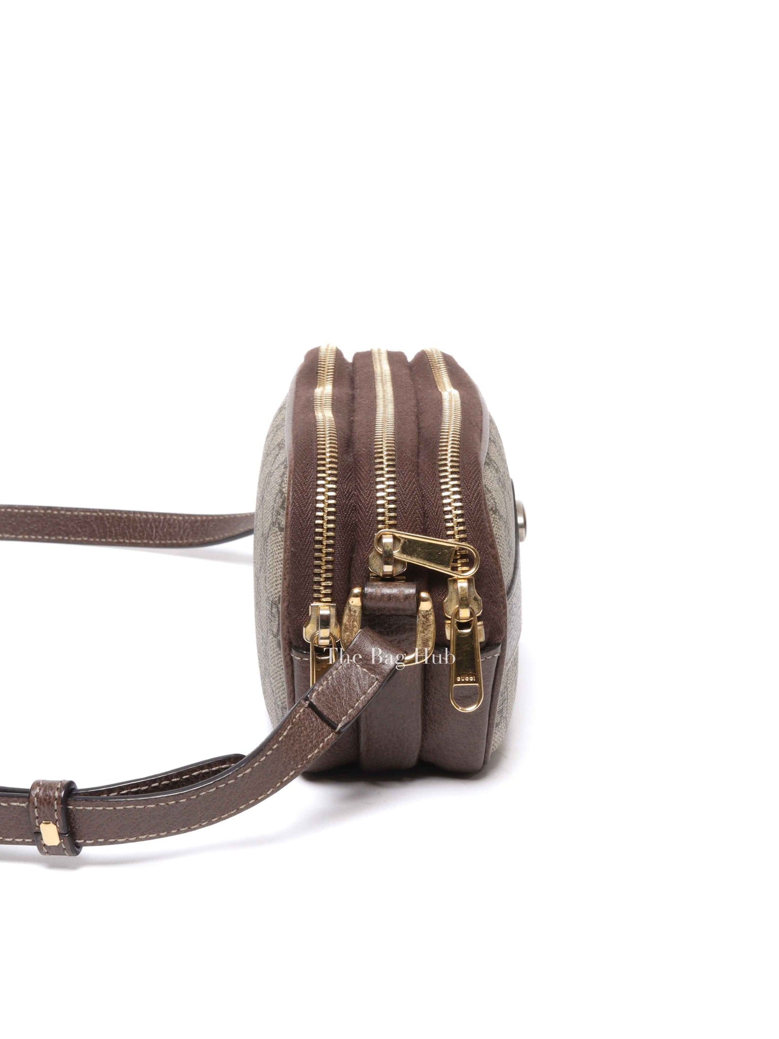 Gucci Brown/Ebony GG Supreme Ophidia Triple Zip Crossbody Bag