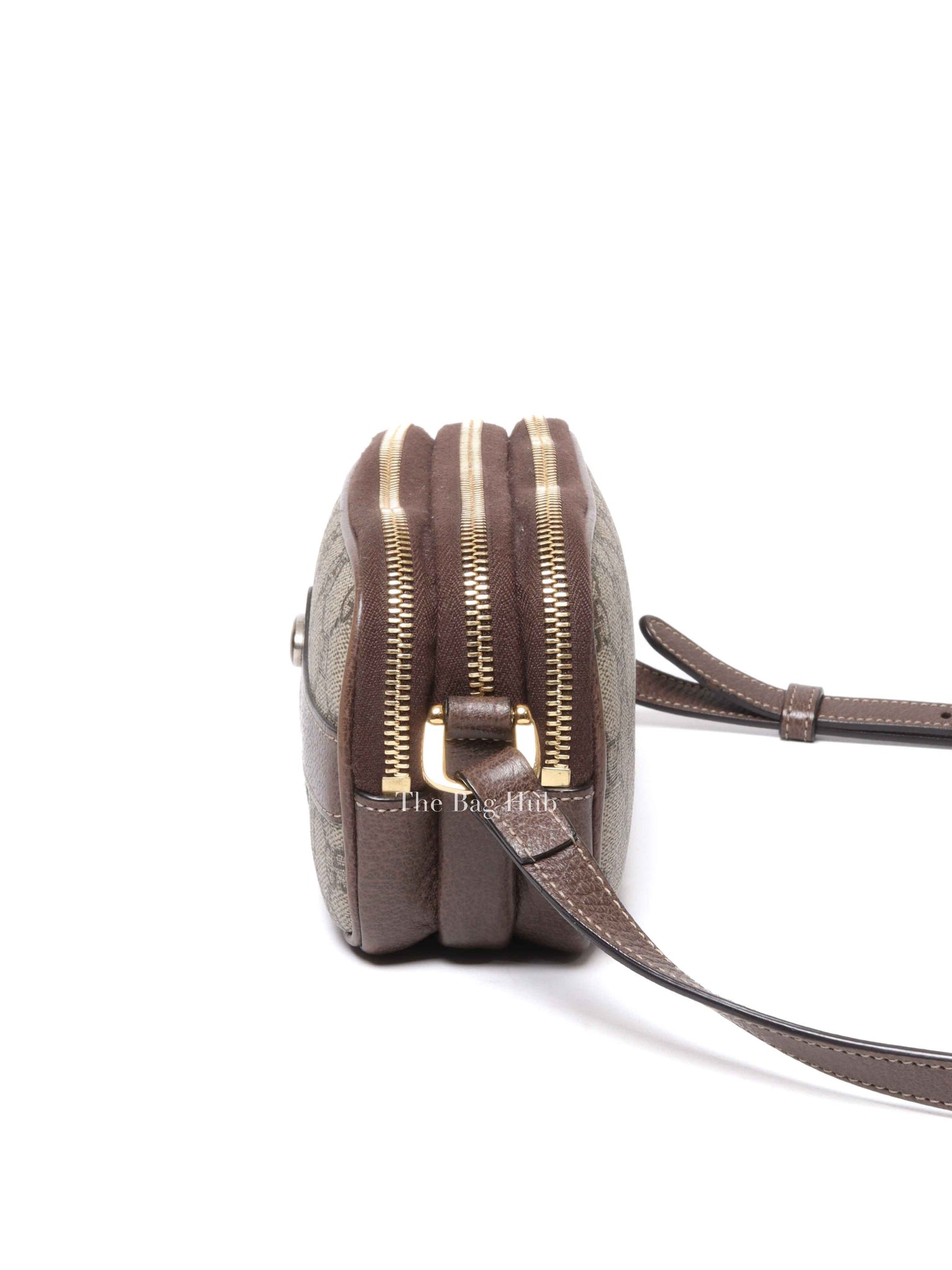 Gucci Brown/Ebony GG Supreme Ophidia Triple Zip Crossbody Bag