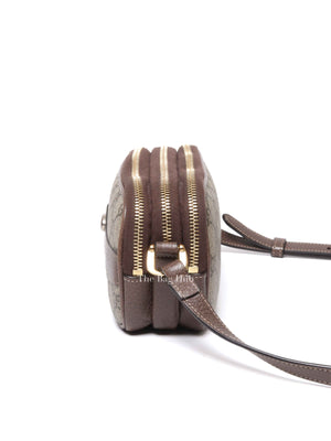 Gucci Brown/Ebony GG Supreme Ophidia Triple Zip Crossbody Bag