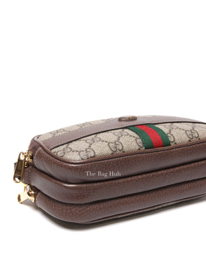 Gucci Brown/Ebony GG Supreme Ophidia Triple Zip Crossbody Bag