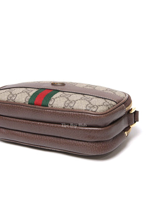 Gucci Brown/Ebony GG Supreme Ophidia Triple Zip Crossbody Bag