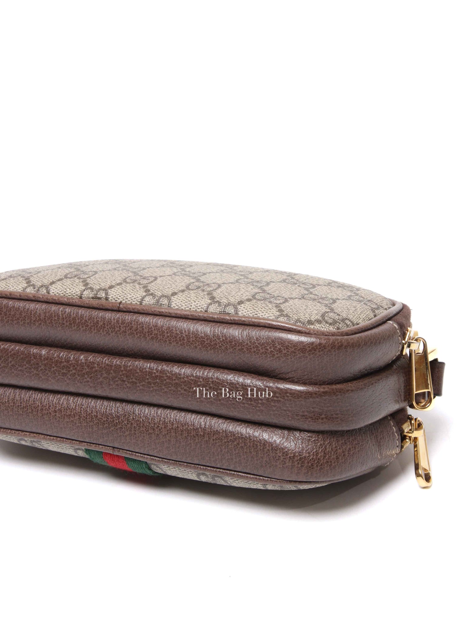 Gucci Brown/Ebony GG Supreme Ophidia Triple Zip Crossbody Bag