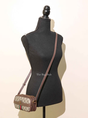 Gucci Brown/Ebony GG Supreme Ophidia Triple Zip Crossbody Bag