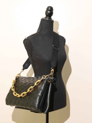 Louis Vuitton Black Leather Coussin MM Bag
