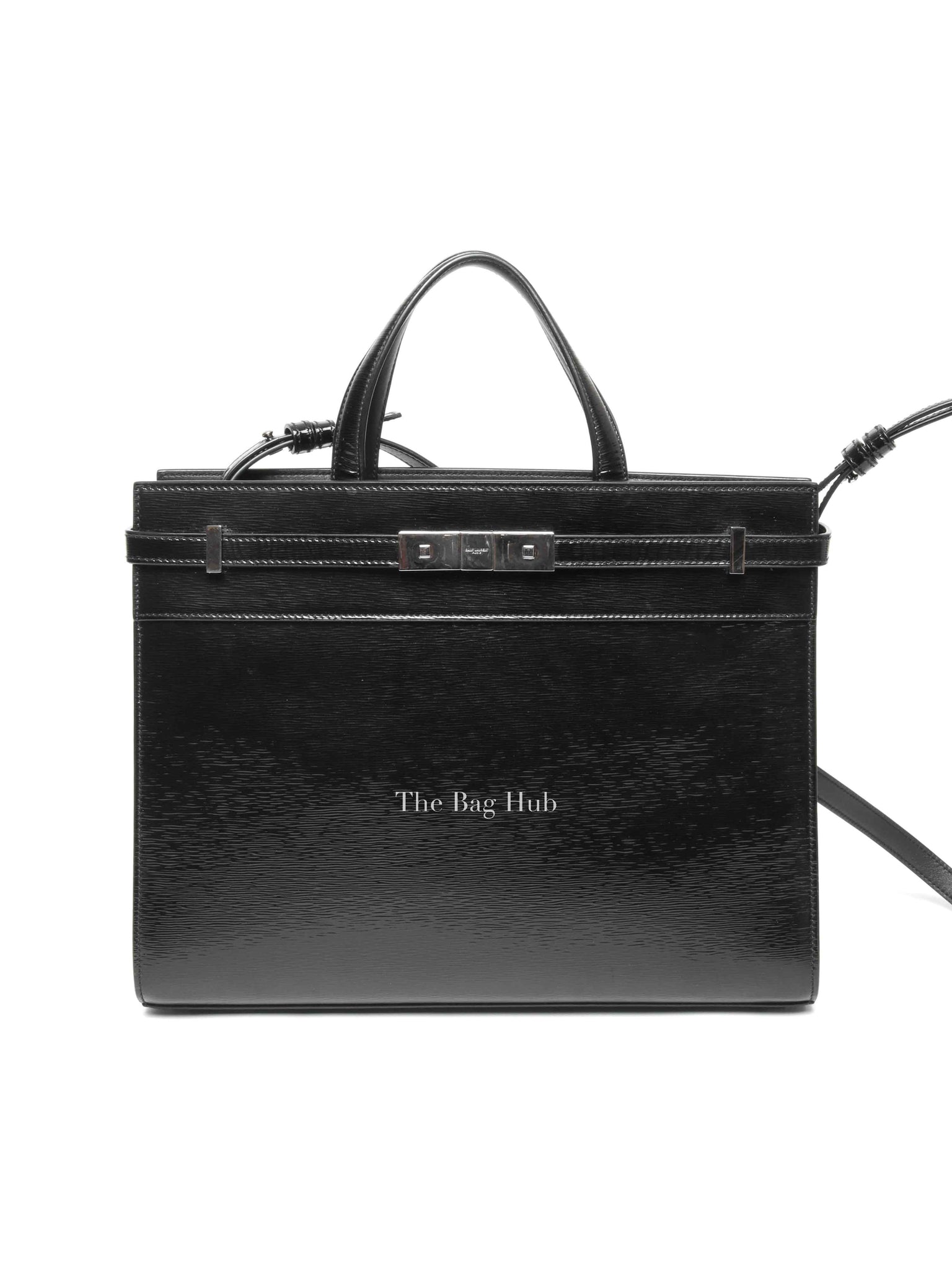 Saint Laurent Black Patent Small Manhattan Shopper Tote Bag