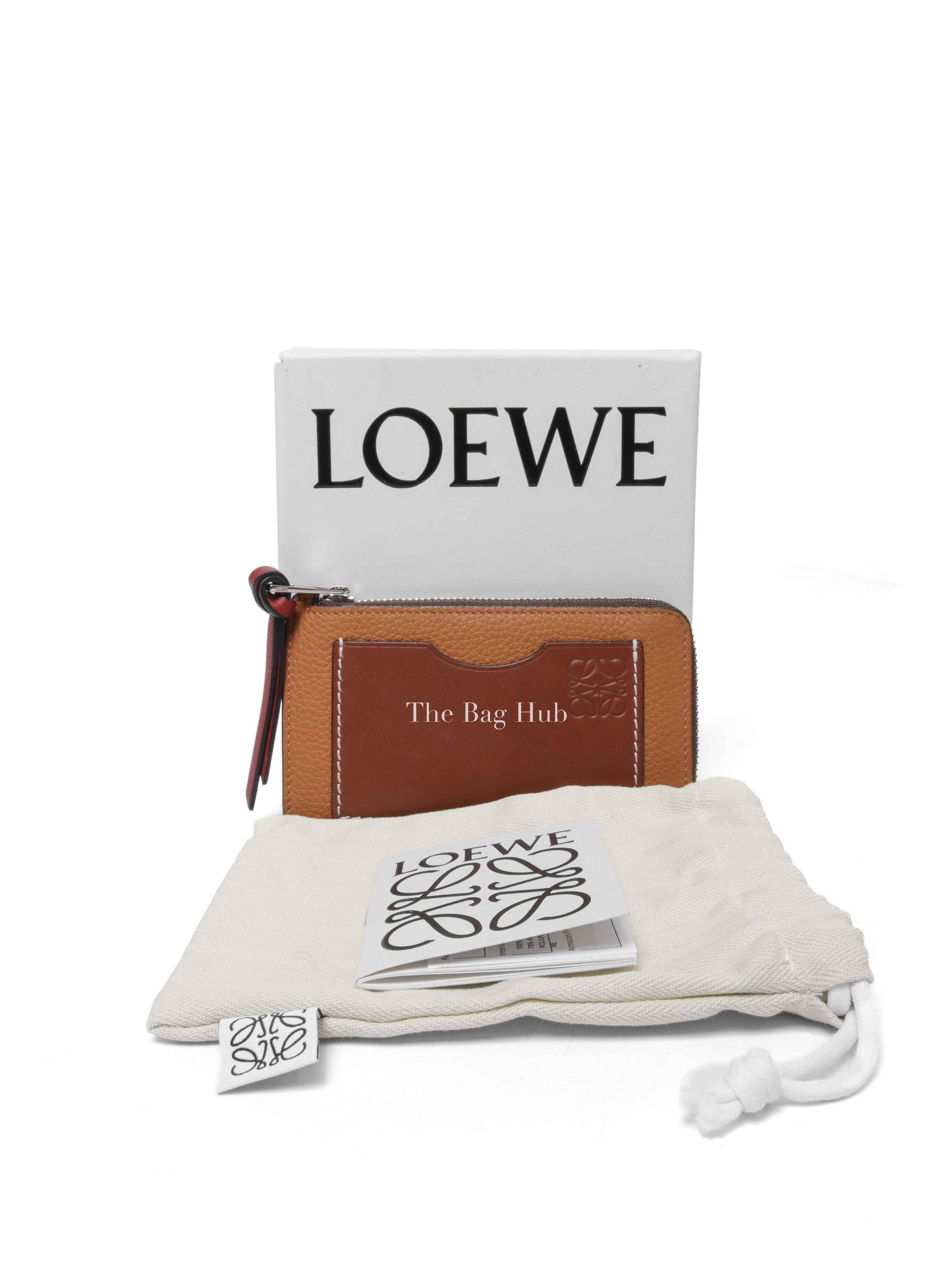 Loewe Tan Leather Coin And Zip Card Holder