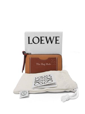 Loewe Tan Leather Coin And Zip Card Holder