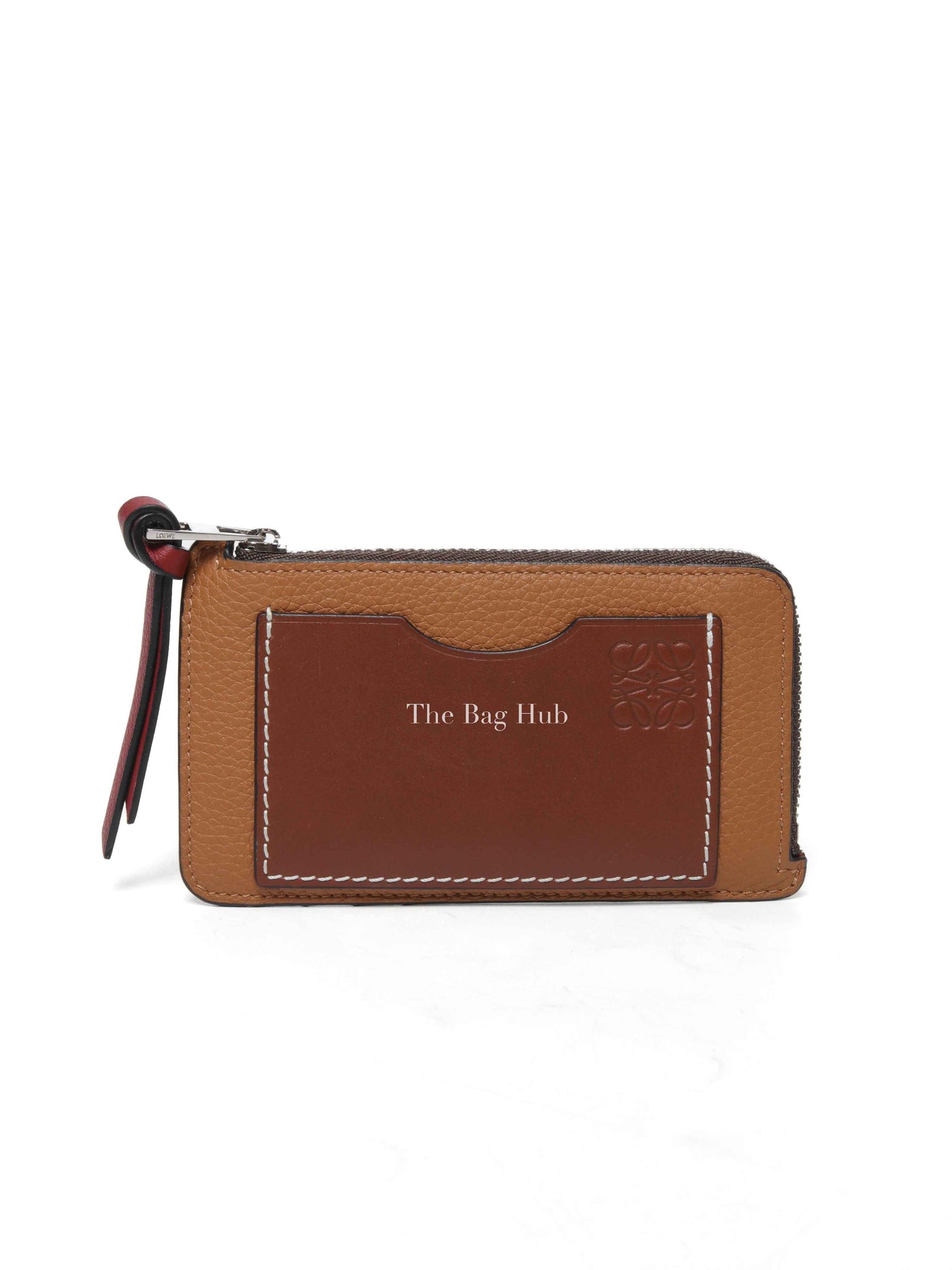 Loewe Tan Leather Coin And Zip Card Holder