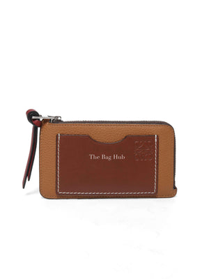 Loewe Tan Leather Coin And Zip Card Holder