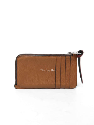 Loewe Tan Leather Coin And Zip Card Holder
