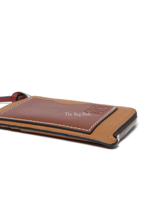 Loewe Tan Leather Coin And Zip Card Holder