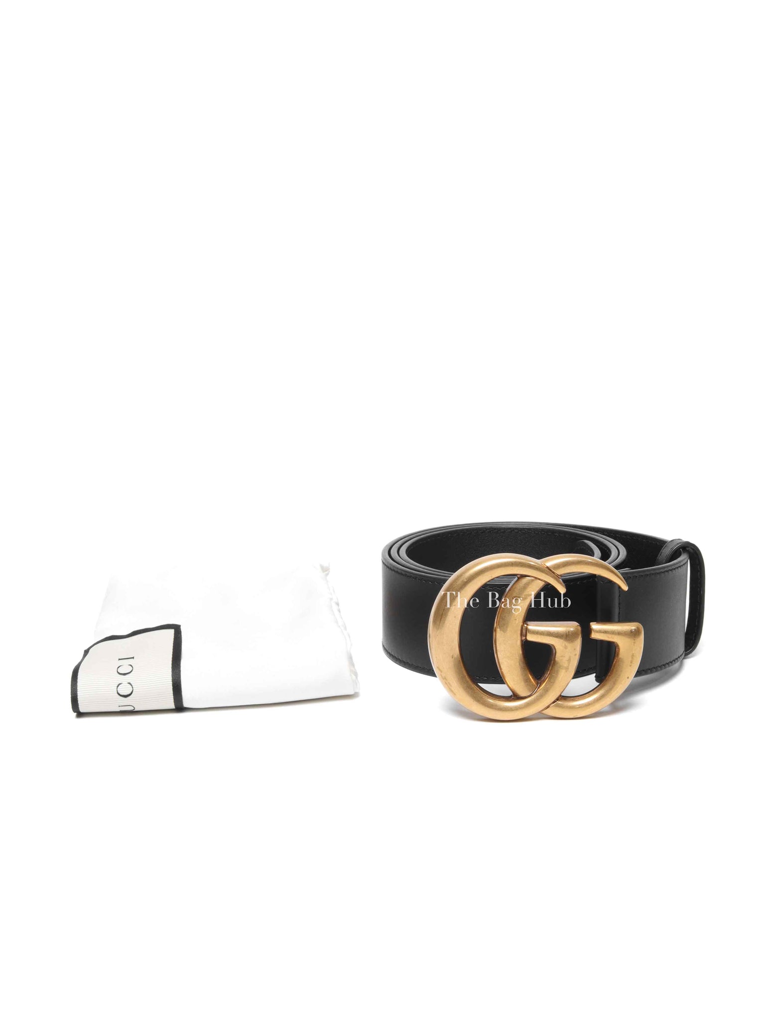Gucci Black Leather GG Marmont 40mm Belt Size 85
