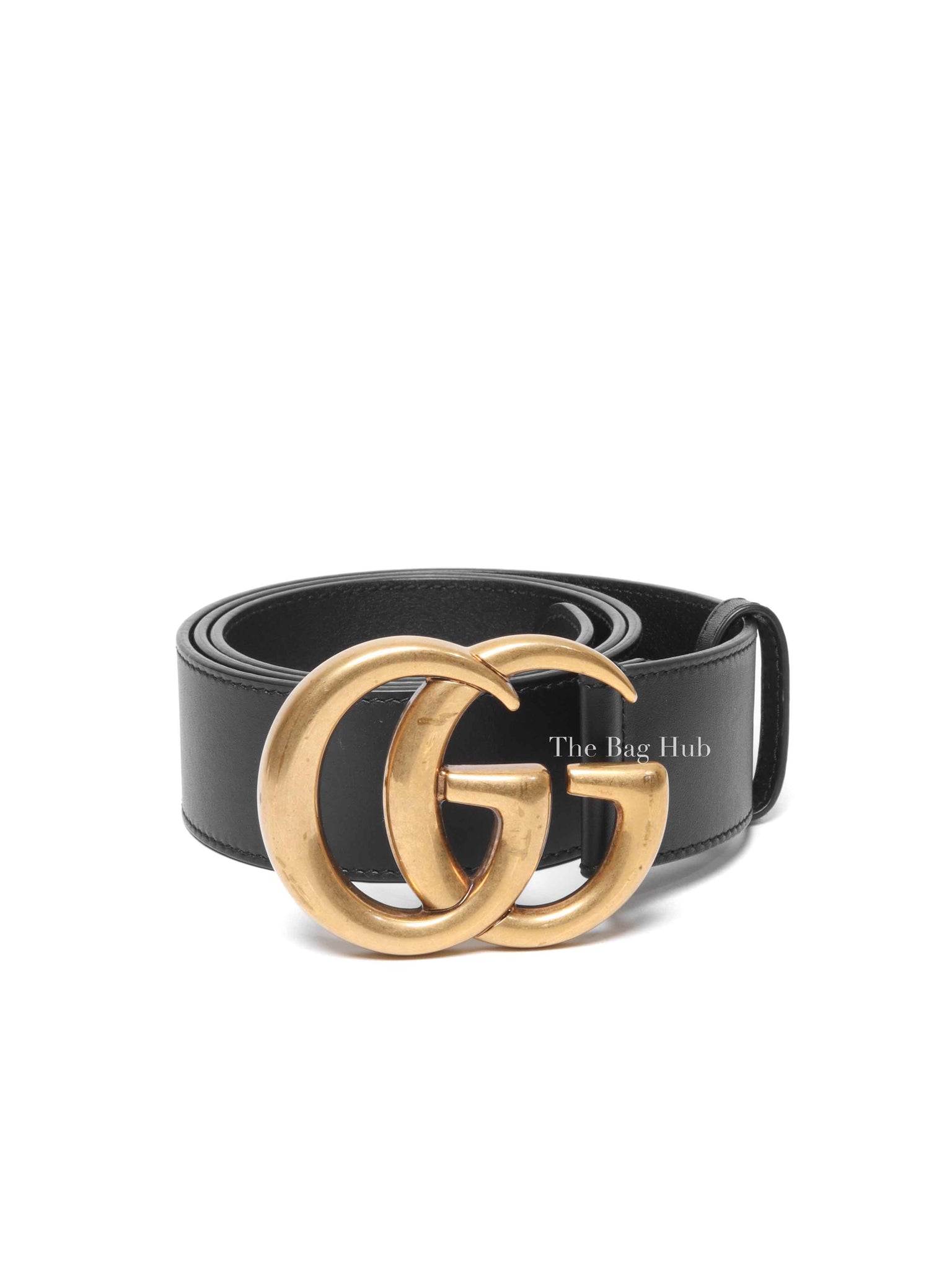 Gucci Black Leather GG Marmont 40mm Belt Size 85