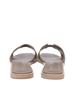 Hermes Etoupe Leather Oran Sandals Size 37