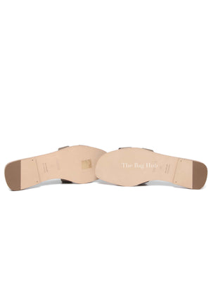 Hermes Etoupe Leather Oran Sandals Size 37