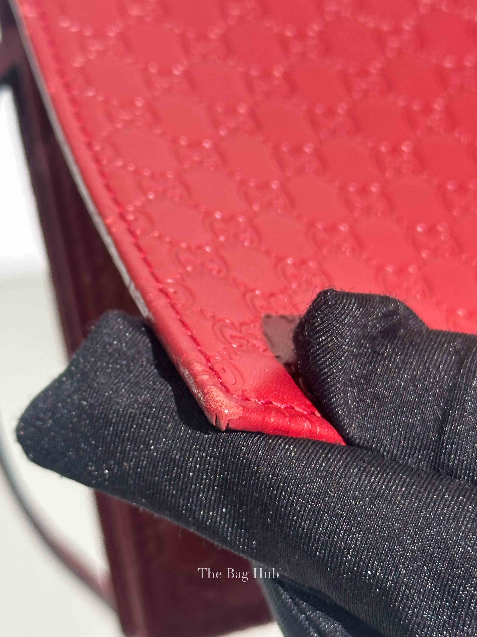Gucci Red Leather Microguccissima Wallet on Strap
