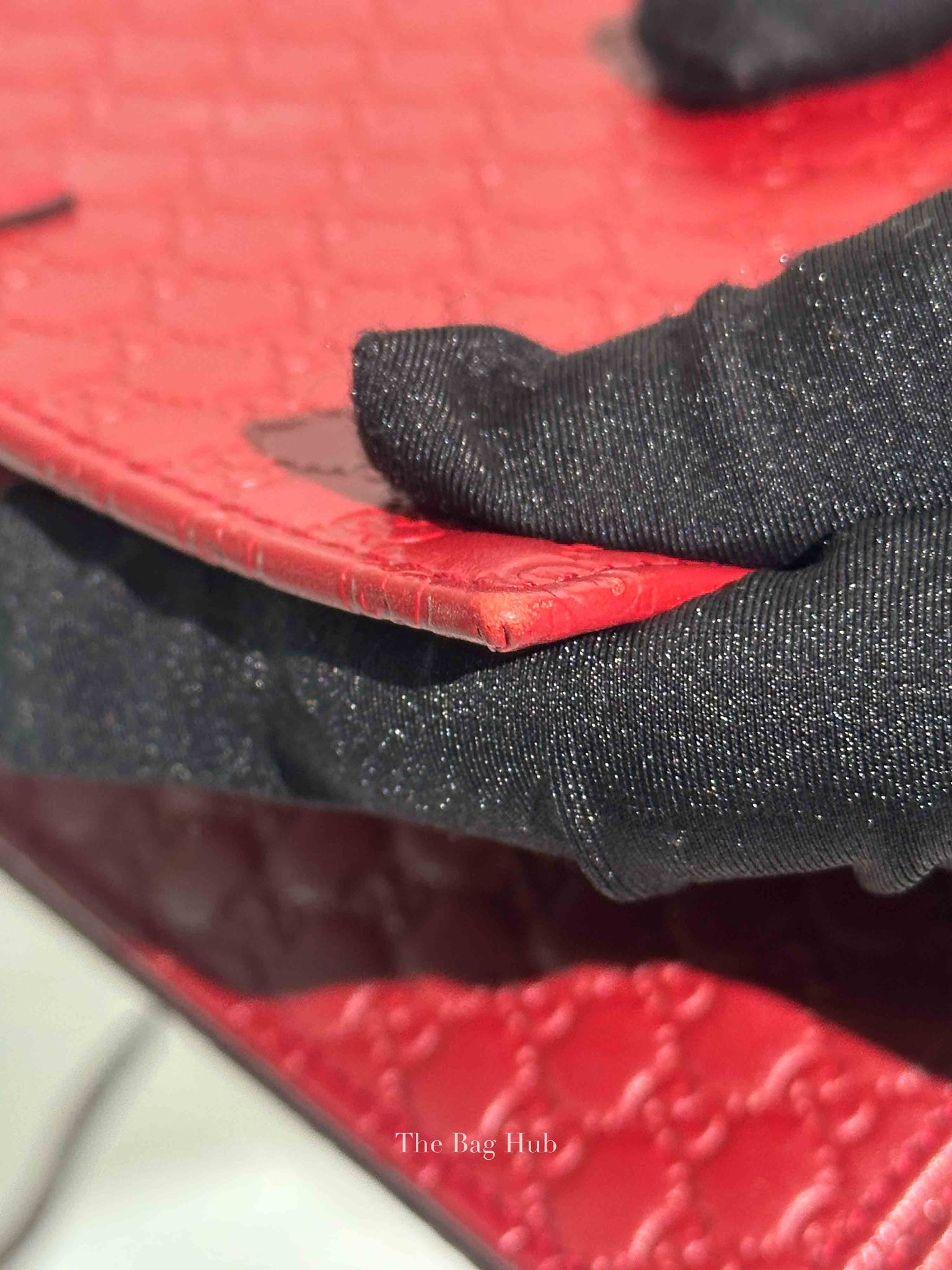 Gucci Red Leather Microguccissima Wallet on Strap