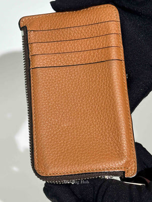 Loewe Tan Leather Coin And Zip Card Holder