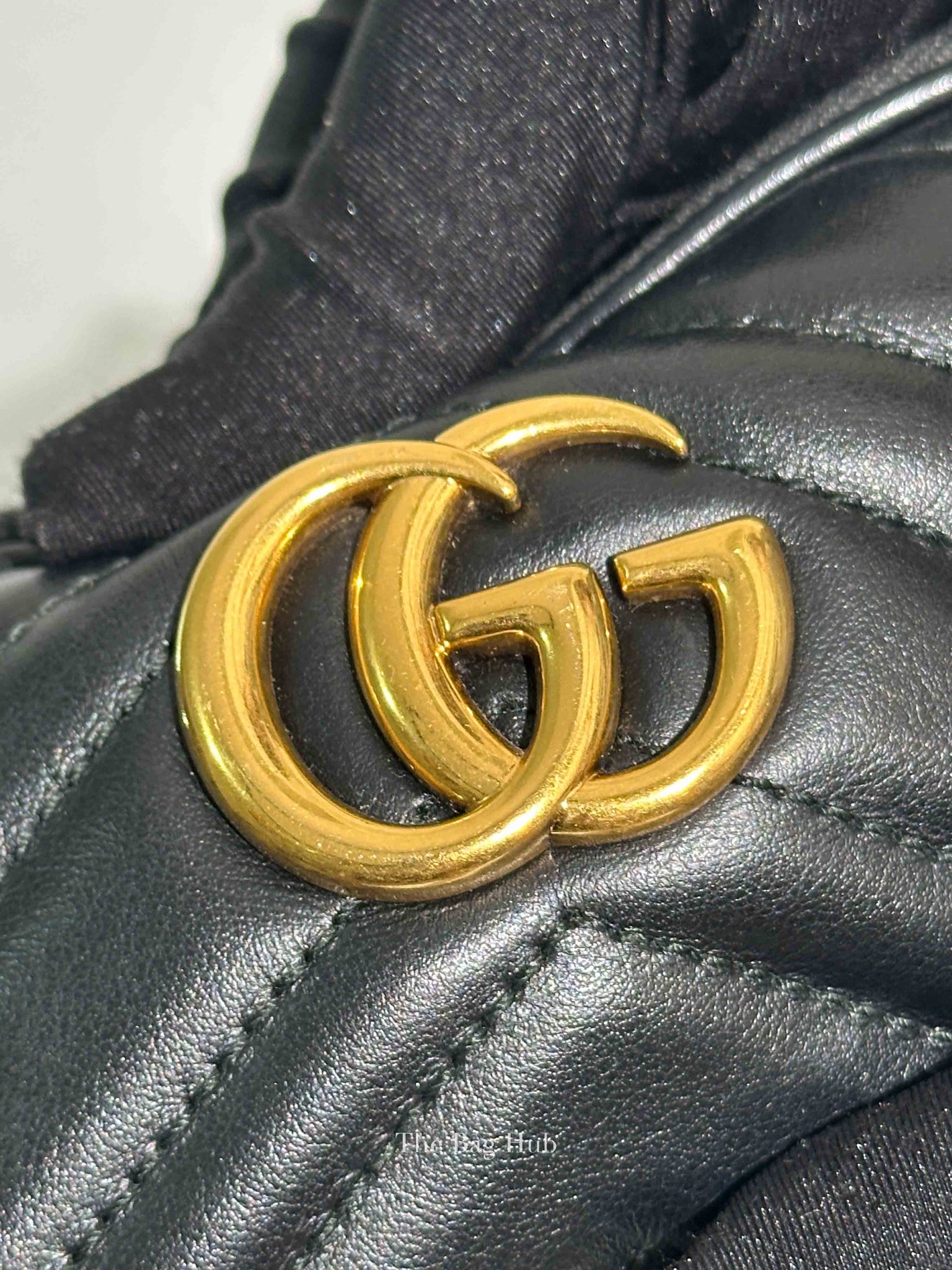 Gucci Black Leather Matelasse GG Marmont Chain Mini Crossbody Bag