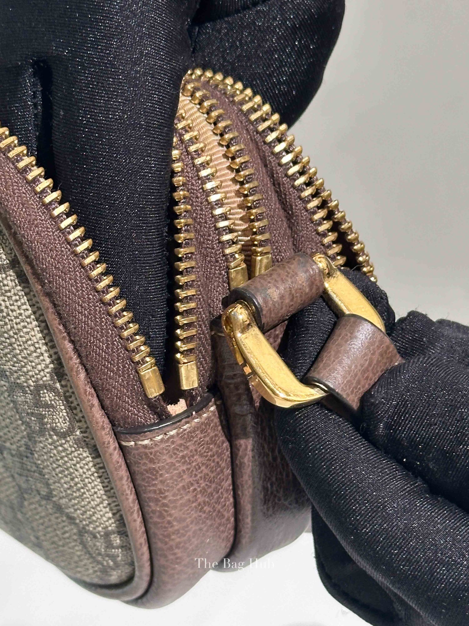 Gucci Brown/Ebony GG Supreme Ophidia Triple Zip Crossbody Bag