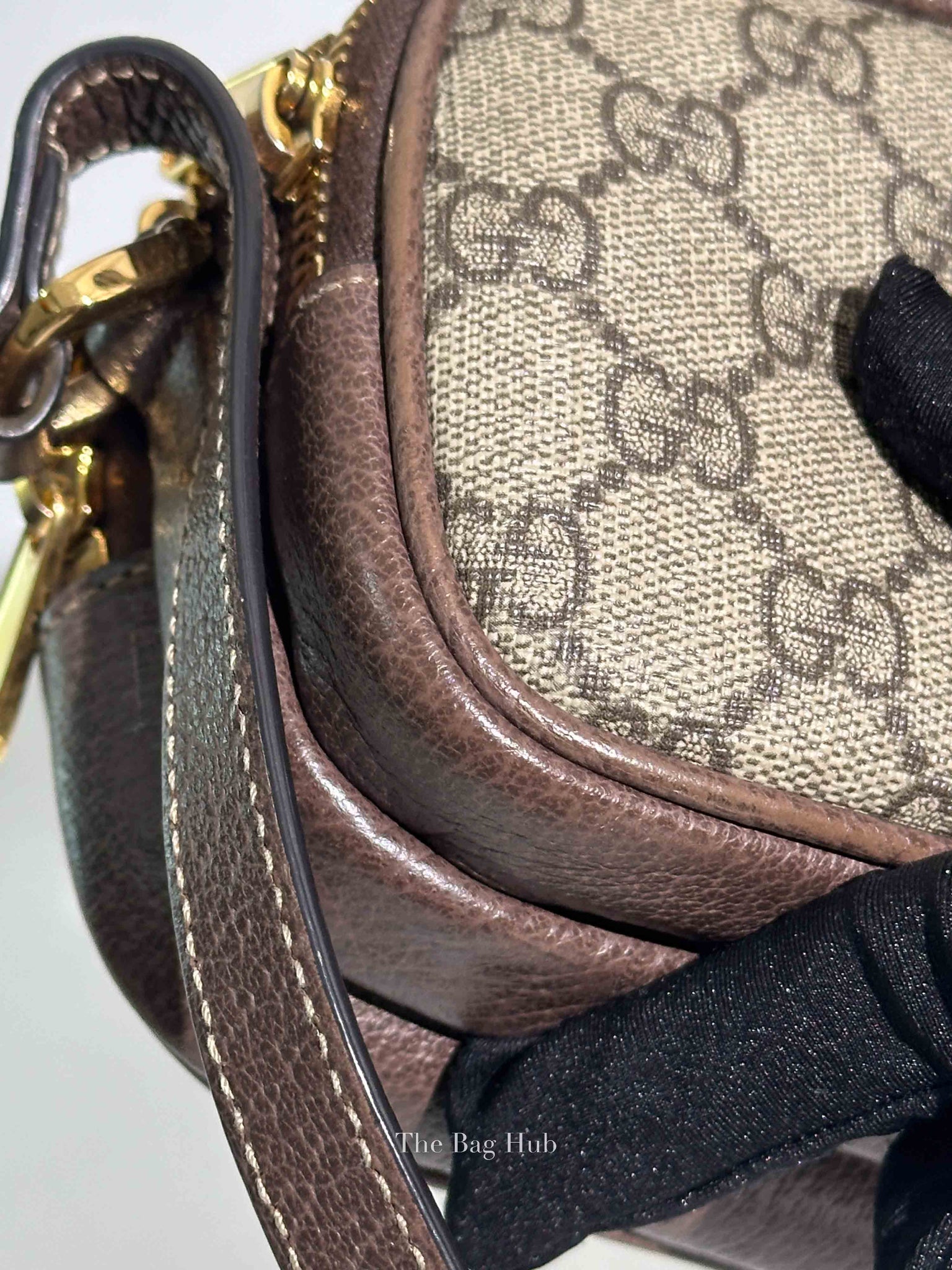 Gucci Brown/Ebony GG Supreme Ophidia Triple Zip Crossbody Bag