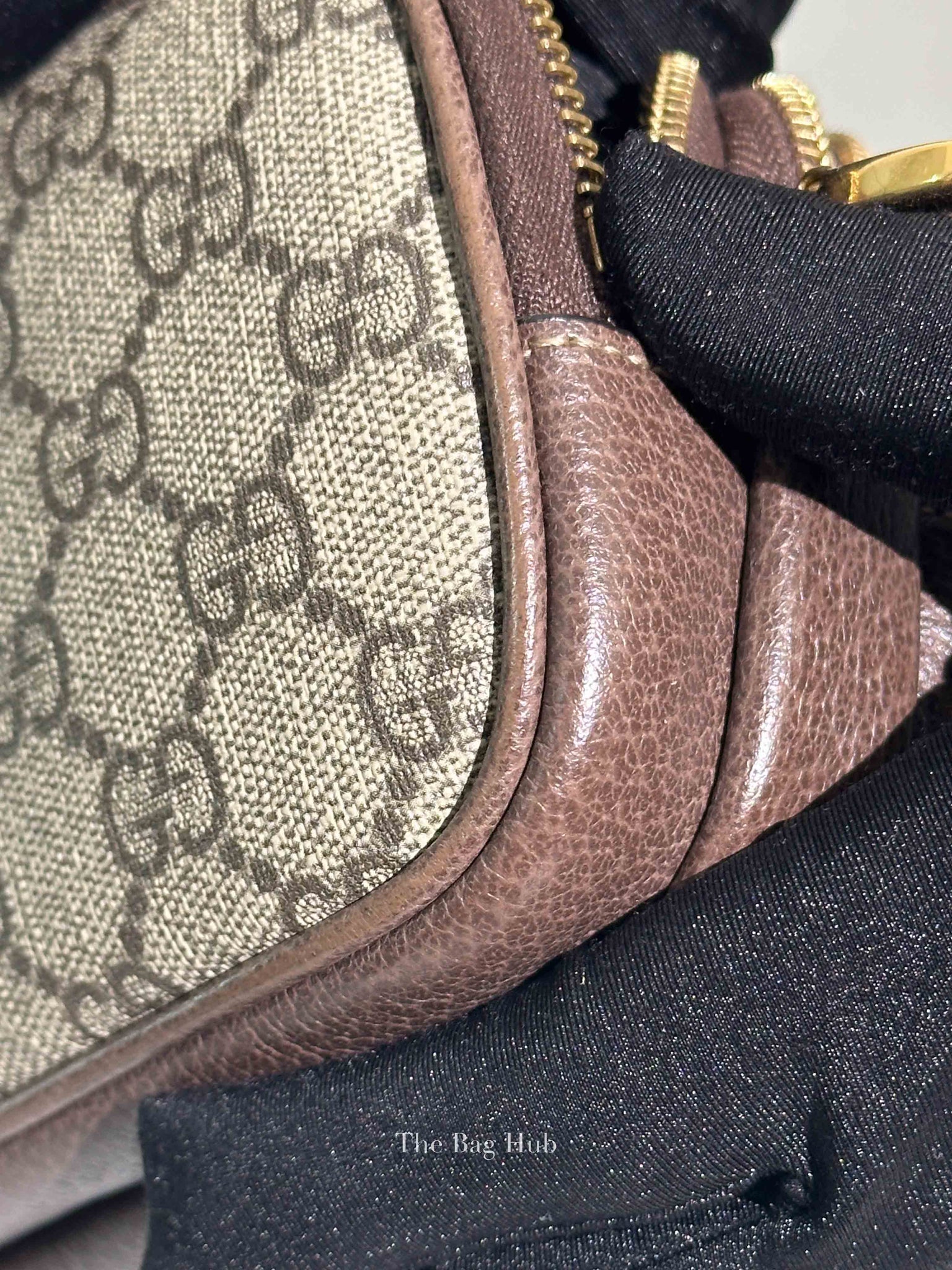 Gucci Brown/Ebony GG Supreme Ophidia Triple Zip Crossbody Bag